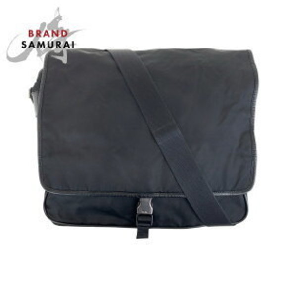 Prada Tessuto leather black Saffiano triangular nylon Shoulder Bag - Picture 1 of 9